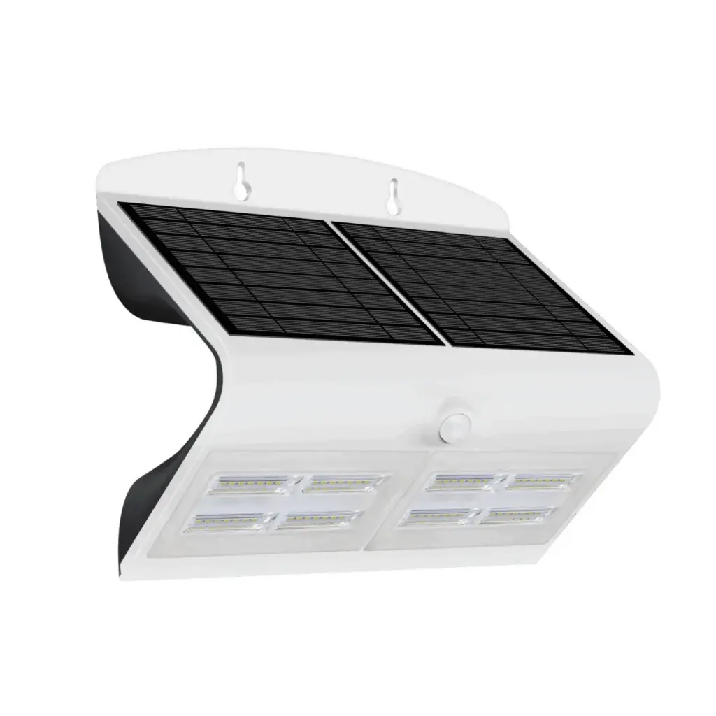[14-911] APLIQUE P. SOLAR 3.2W TIPO V 6500K NGR + SENSOR MOV